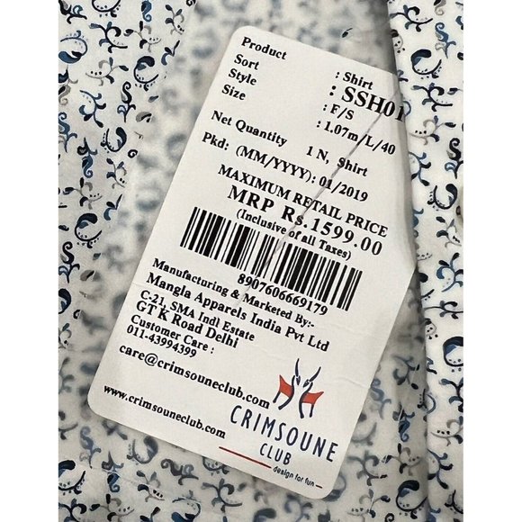 Crimsoune Club Spade Mens Long Sleeve Dress Shirt Large NEW W/TAGS Made In India - Picture 9 of 13